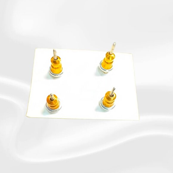 Geometric Stud Earring Set-Chevron & Triangle, Gold-Tone + Black Enamel (2 Pack) - Picture 3 of 3